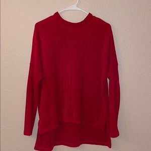 Red Faux Suede Long Sleeve